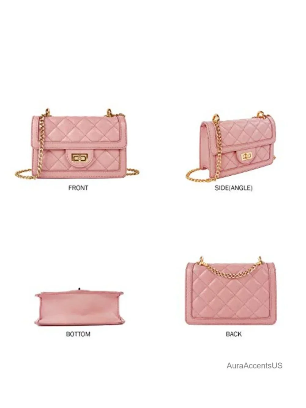 Small Quilted Crossbody Bag with Chain Strap Mini Shoulder Purse Vegan Leather